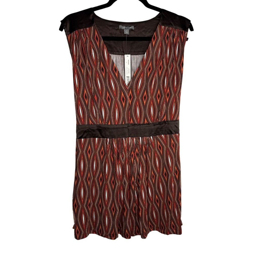 Vintage Y2K Babydoll Apt. 9 Brown Red Geometric Top Womens Size‎ 1X